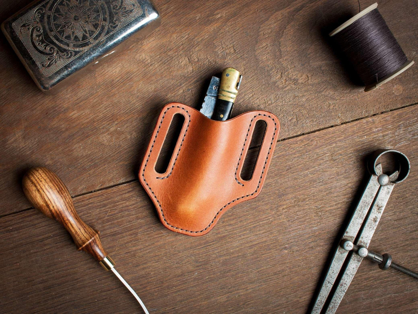 Fourreau en cuir pour couteau Laguiole pliant