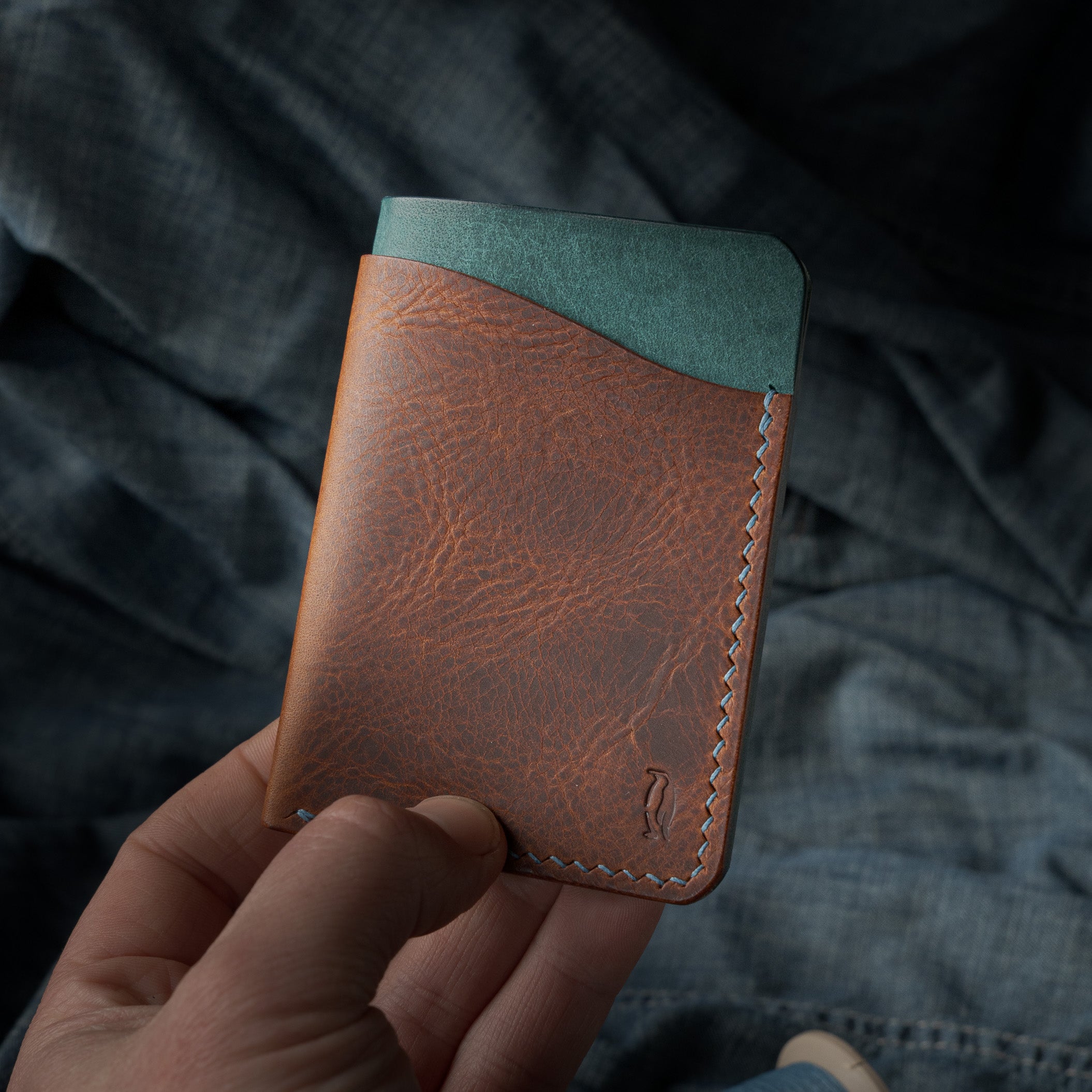 Iceberg Card Holder - Cognac Wax & Pueblo Marine