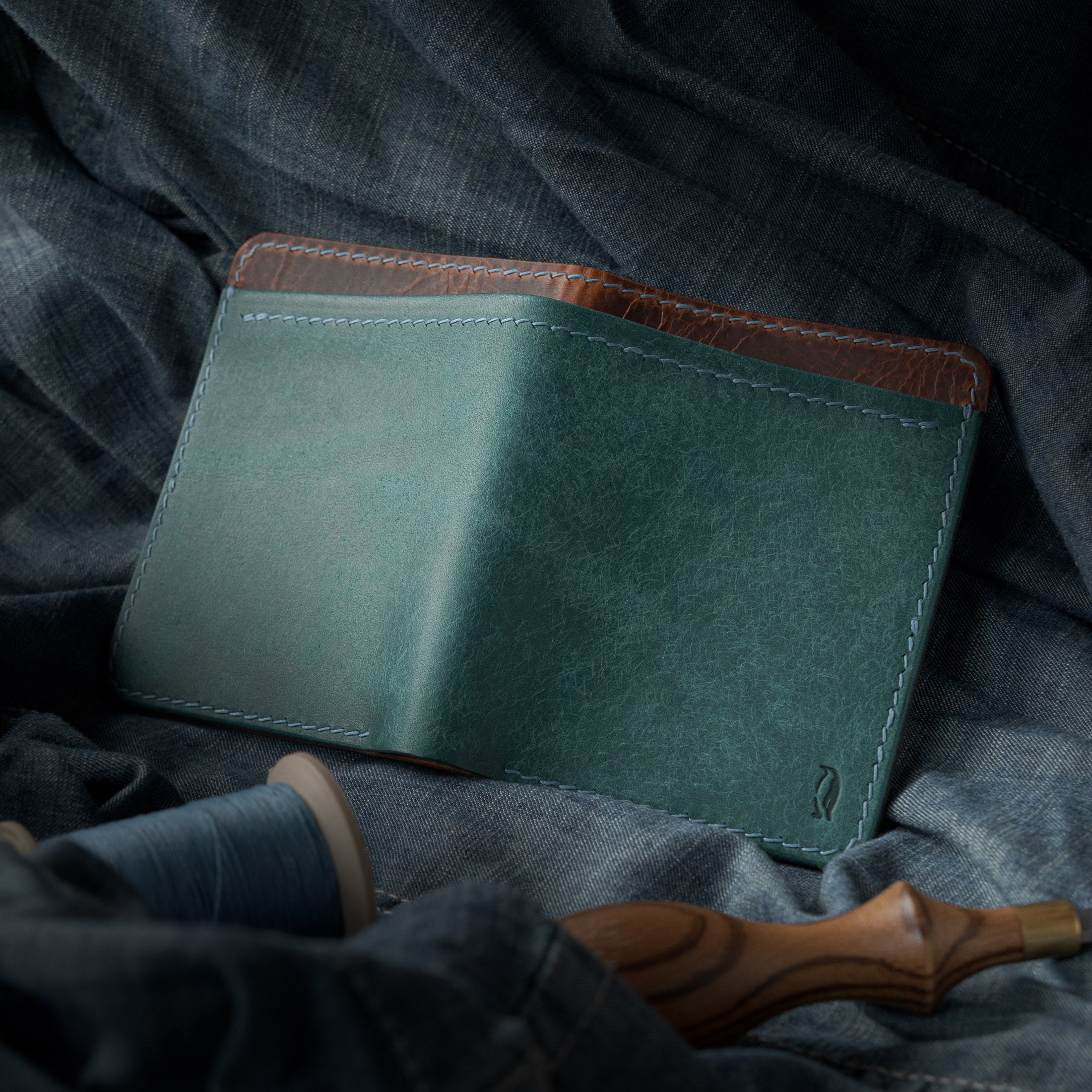 Portefeuille Royal - Turquoise & Cognac