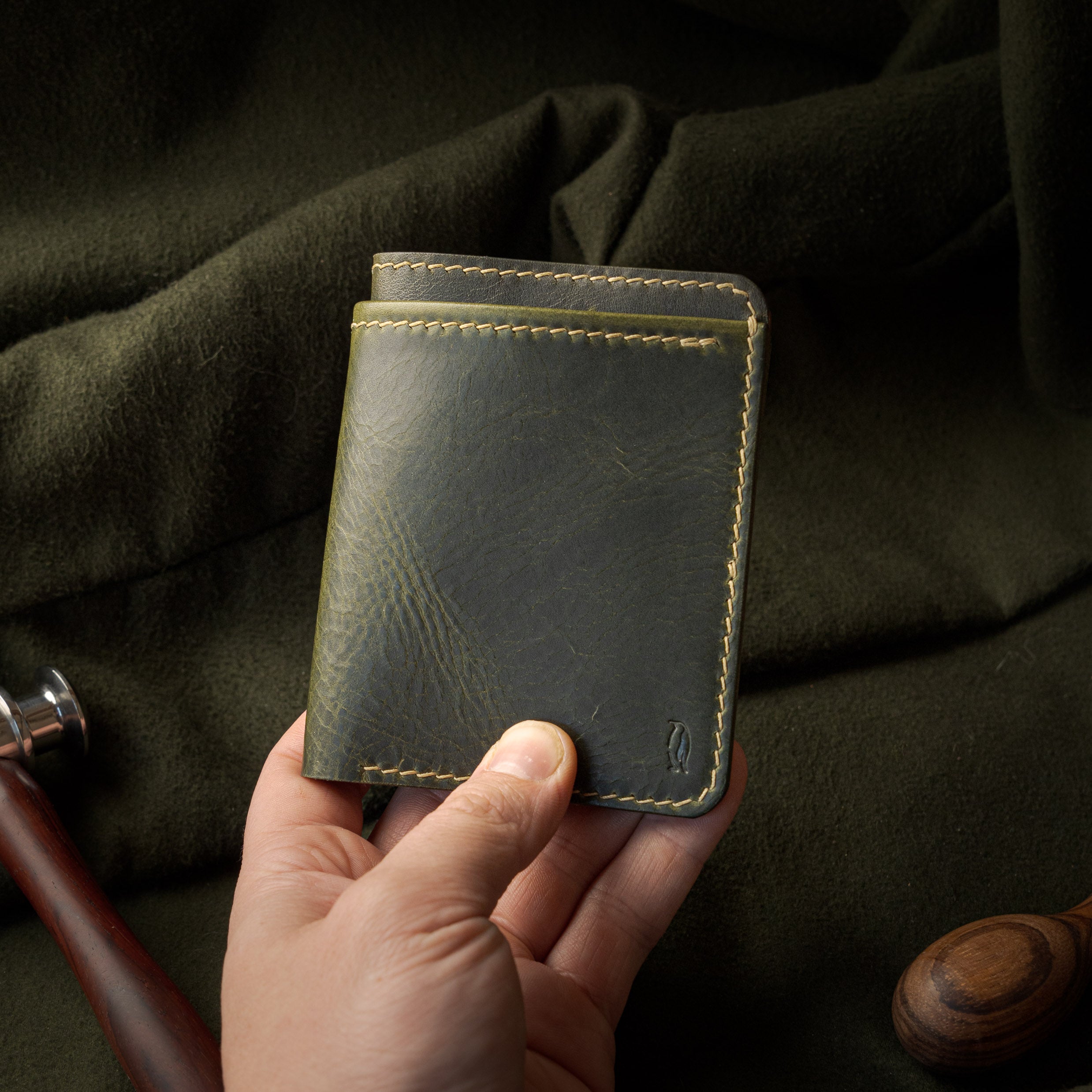 Portefeuille Royal - Vert olive & Cognac