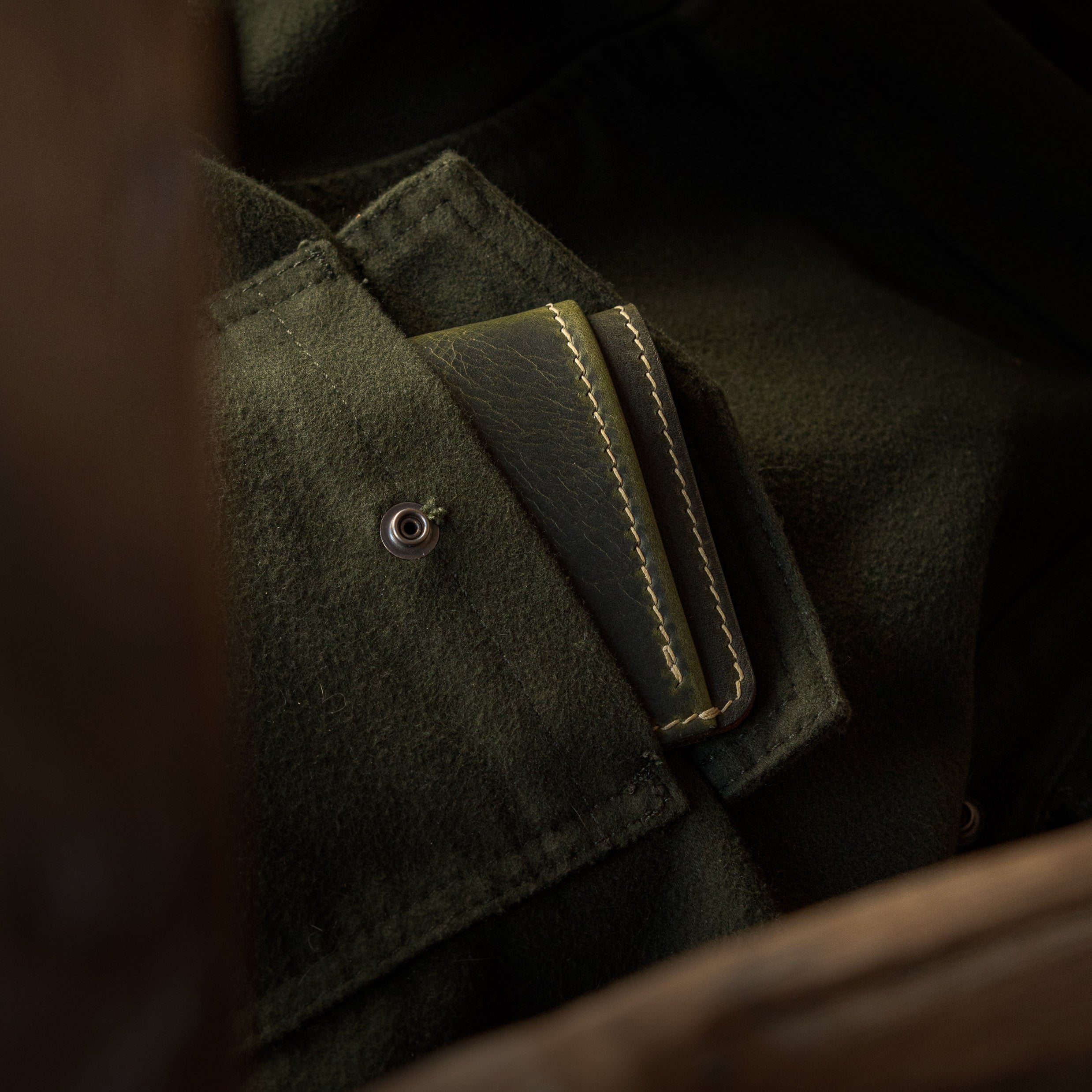 Portefeuille Royal - Vert olive & Cognac