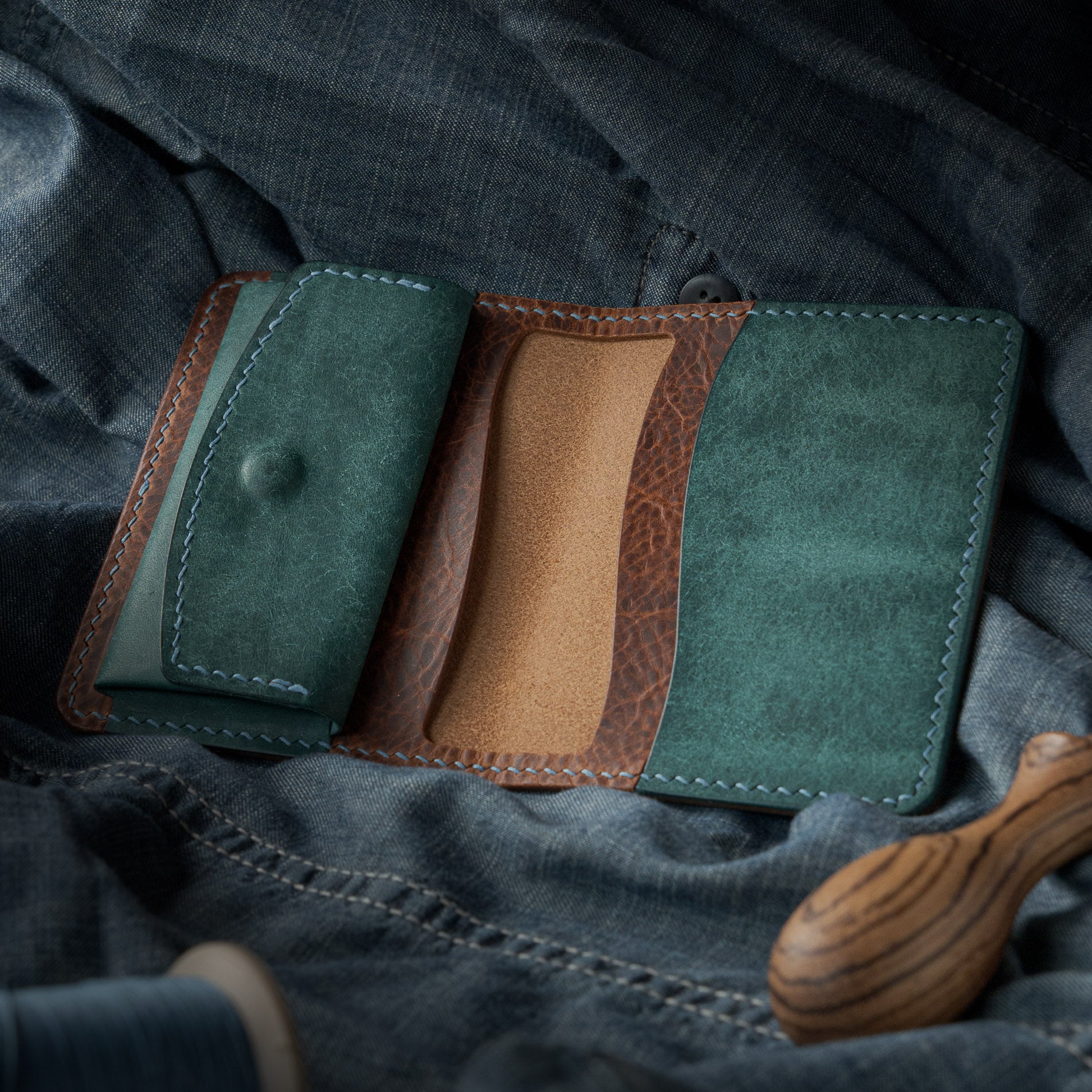 Sérac Wallet - Wax Cognac & Pueblo Marine