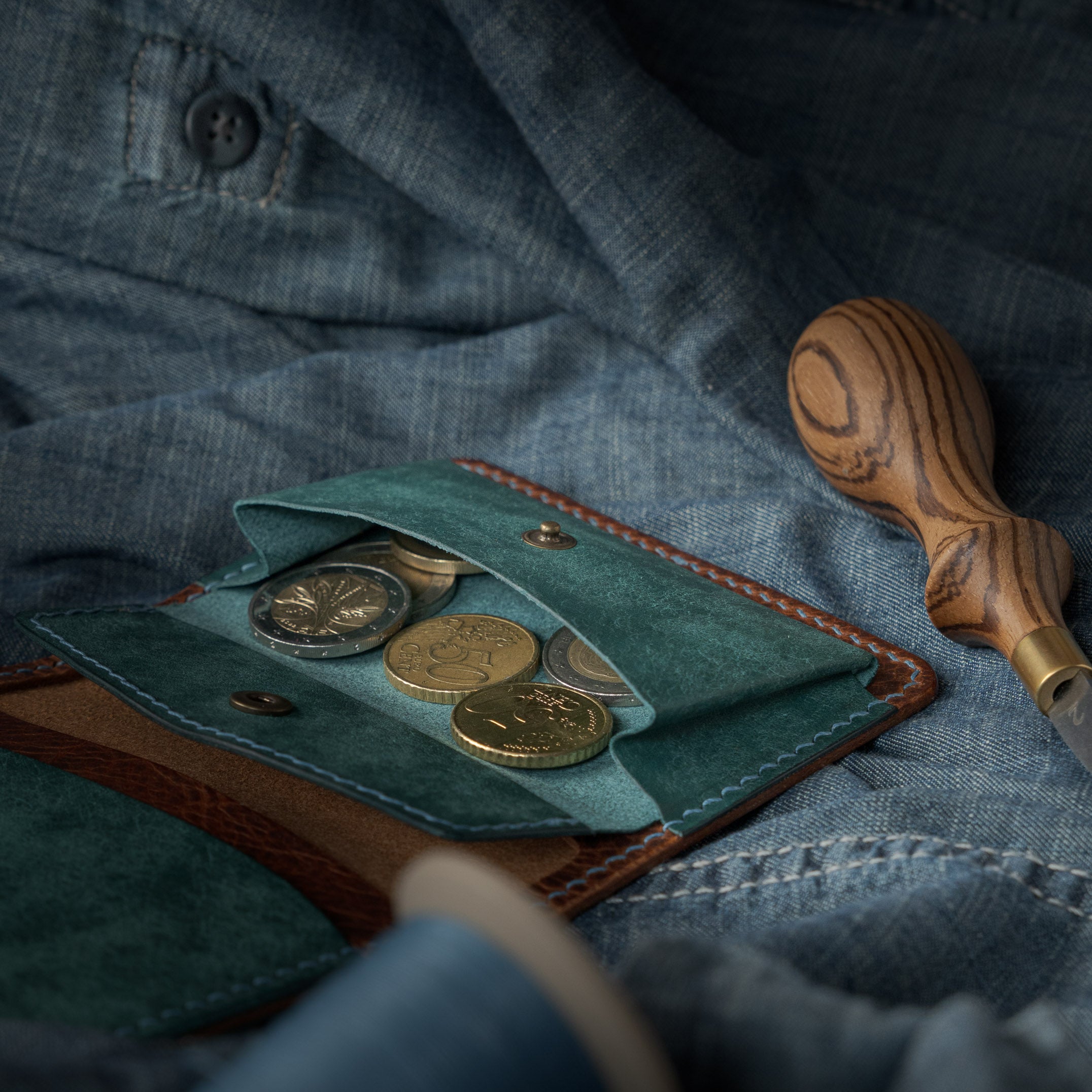 Sérac Wallet - Wax Cognac & Pueblo Marine