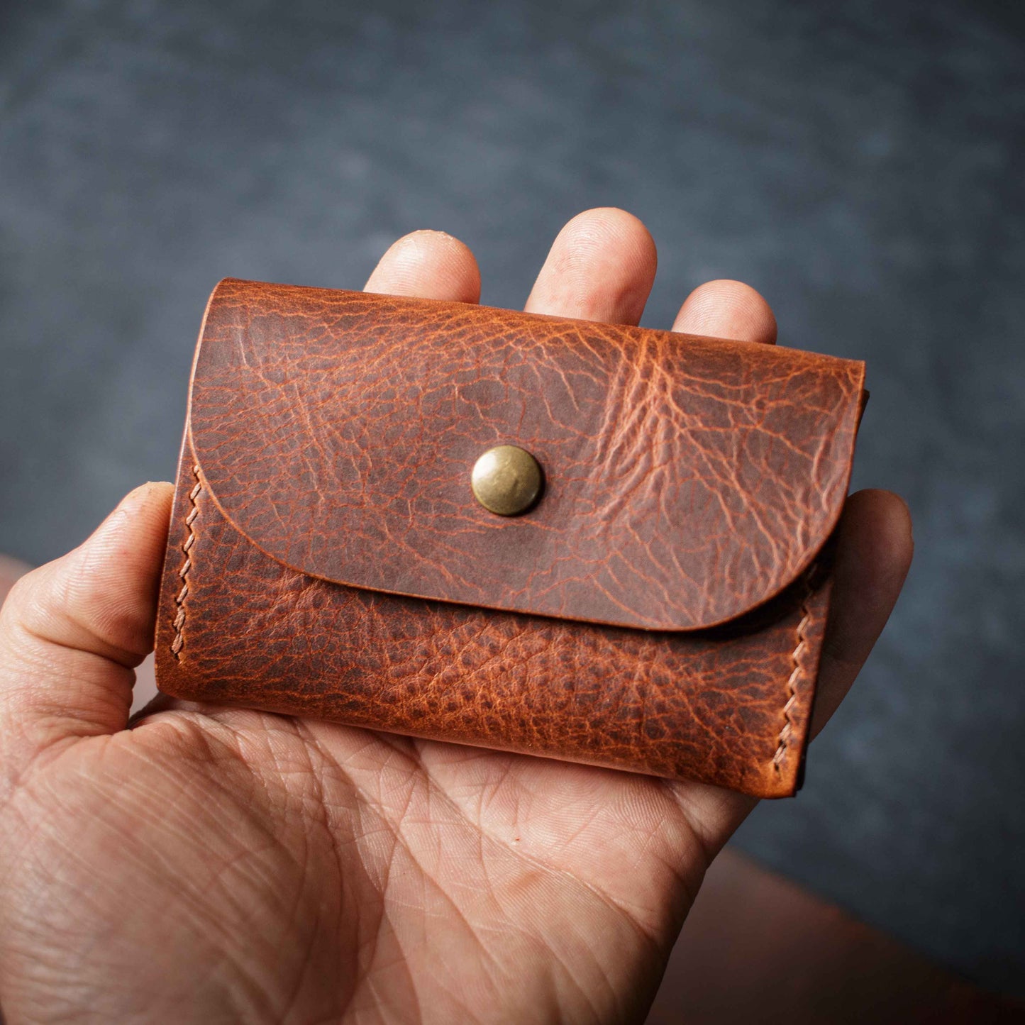 Porte-monnaie Pulka - Wax Cognac & Marine
