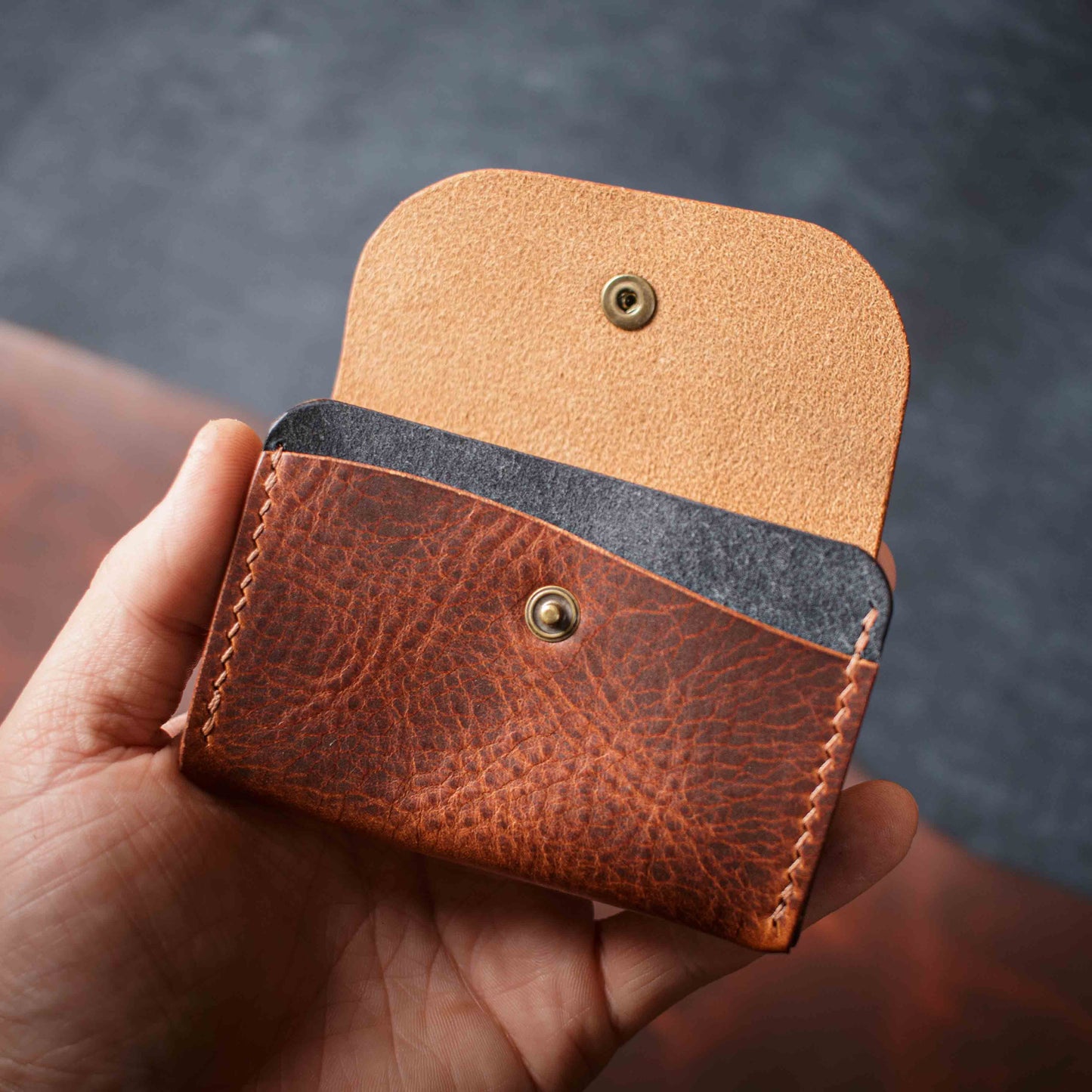 Porte-monnaie Pulka - Wax Cognac & Marine
