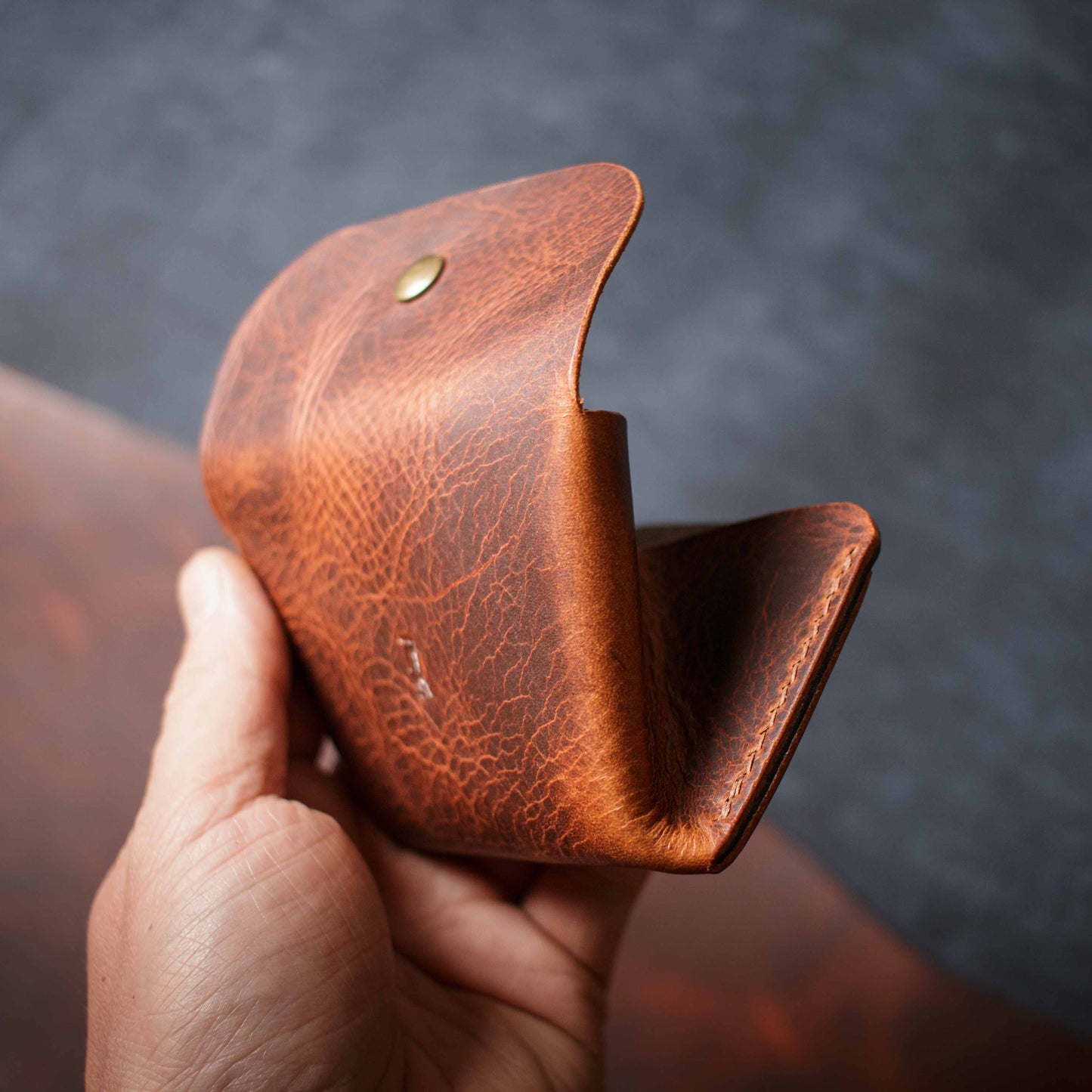 Porte-monnaie Pulka - Wax Cognac & Marine
