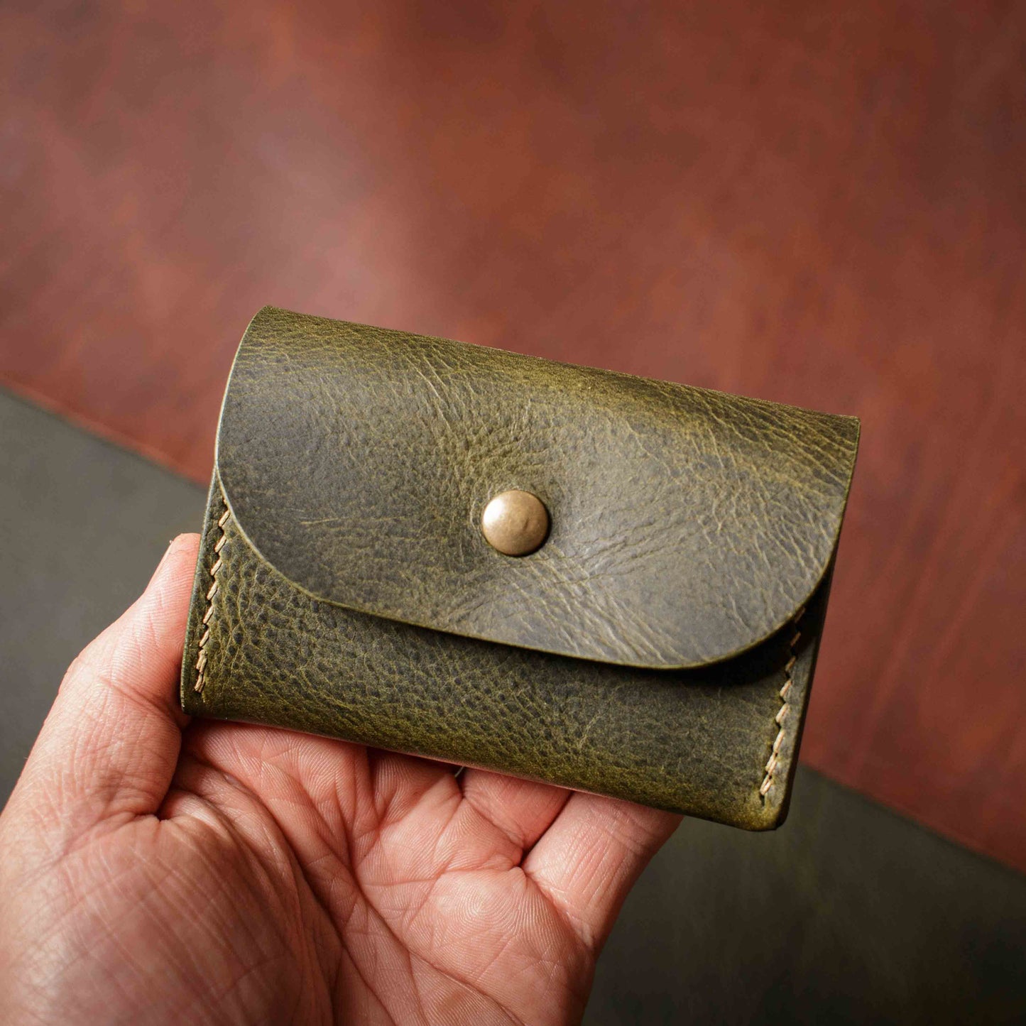 Porte-monnaie Pulka - Wax Olive & Noix