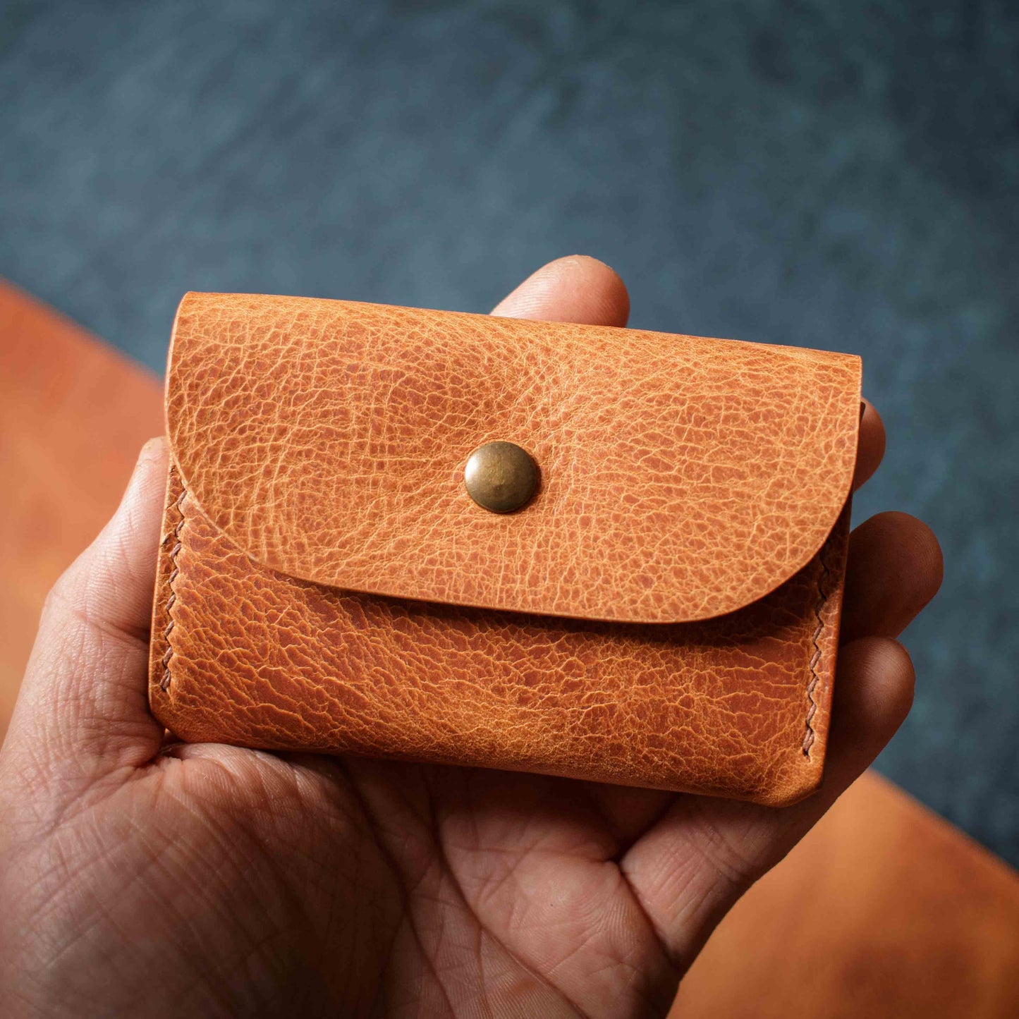 Porte-monnaie Pulka - Wax Sable & Bleu Roi