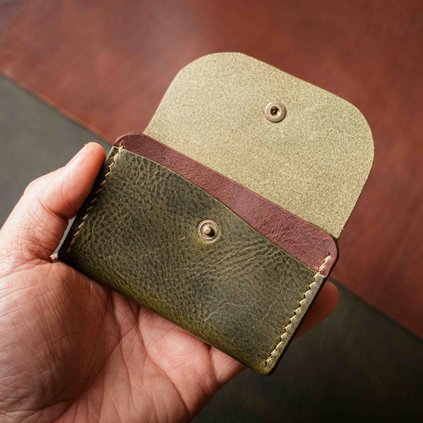 Porte-monnaie Pulka - Wax Olive & Noix