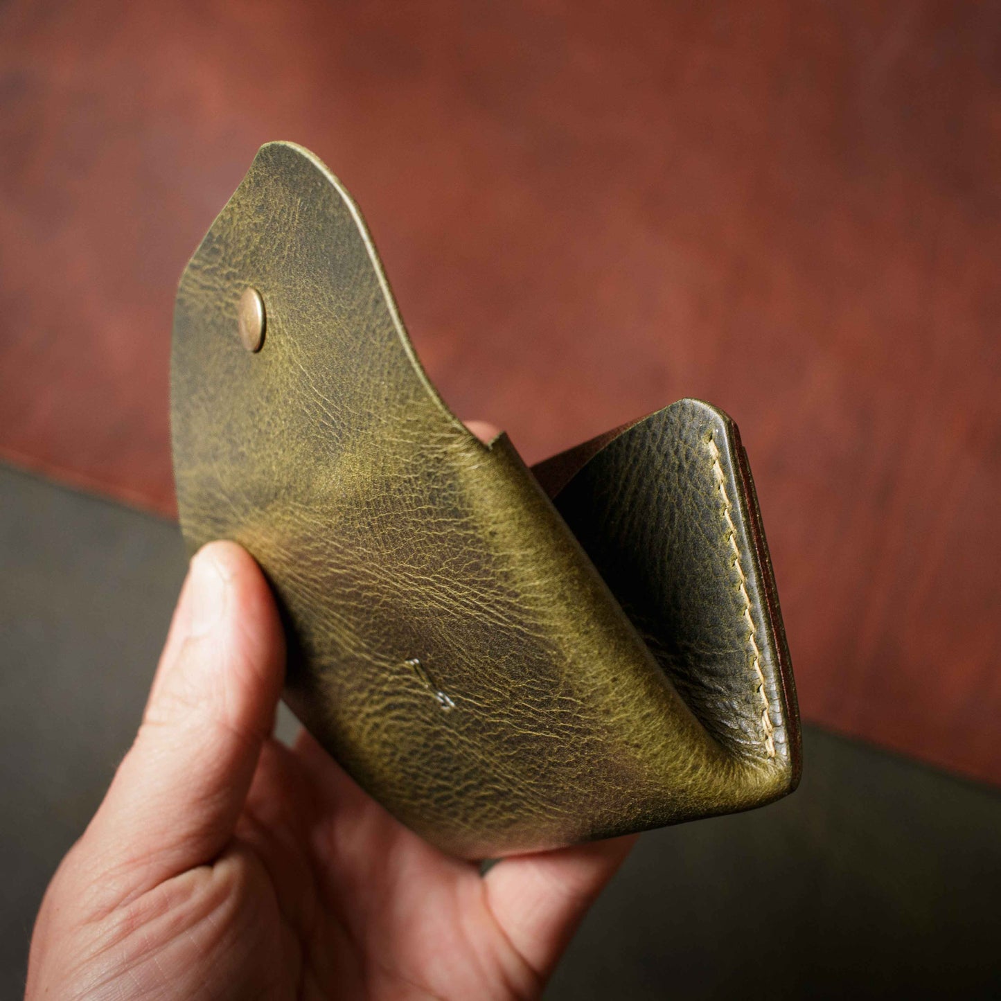Porte-monnaie Pulka - Wax Olive & Noix