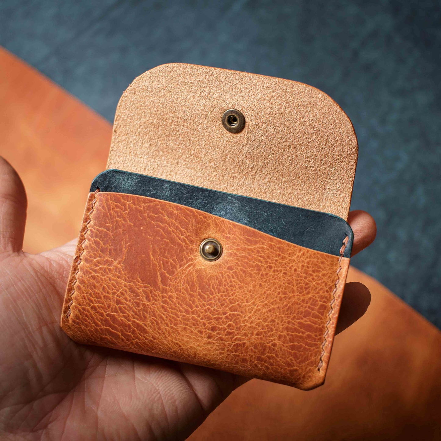 Porte-monnaie Pulka - Wax Sable & Bleu Roi