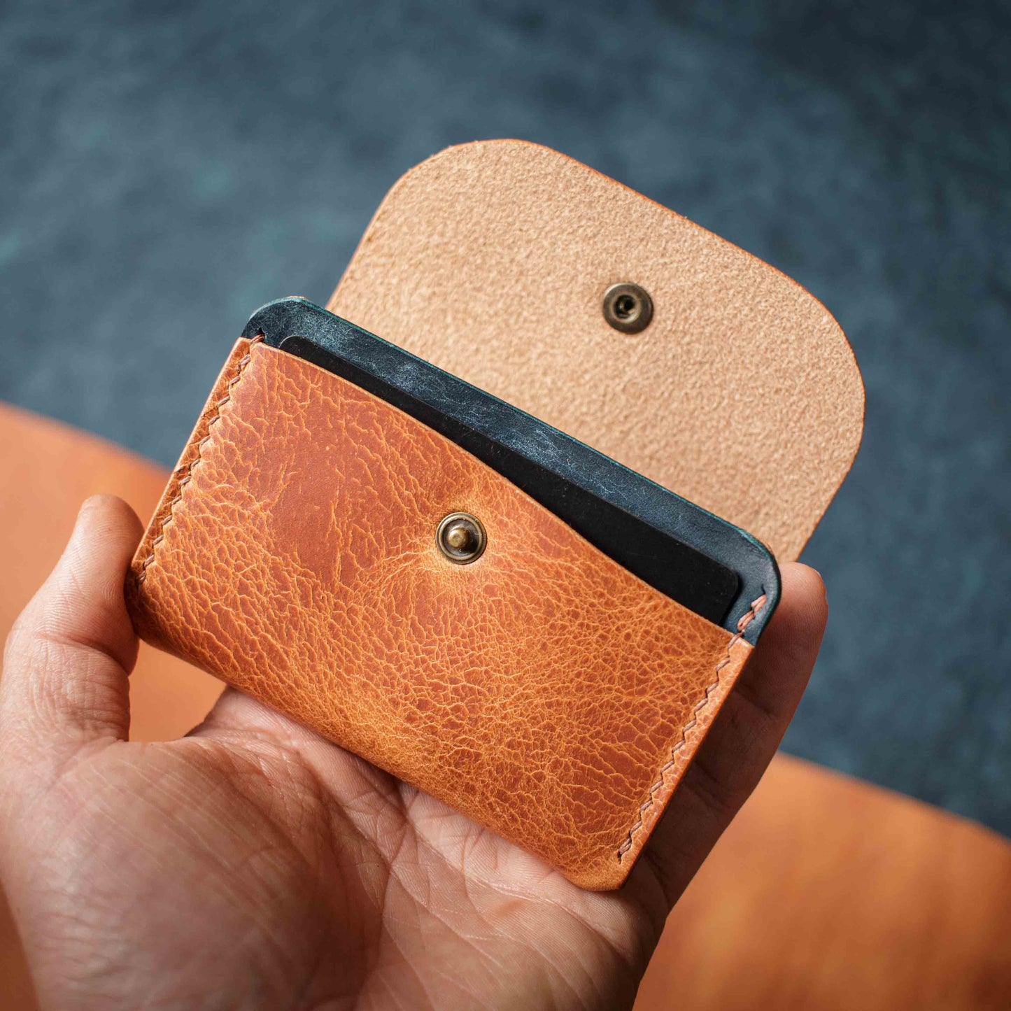Porte-monnaie Pulka - Wax Sable & Bleu Roi