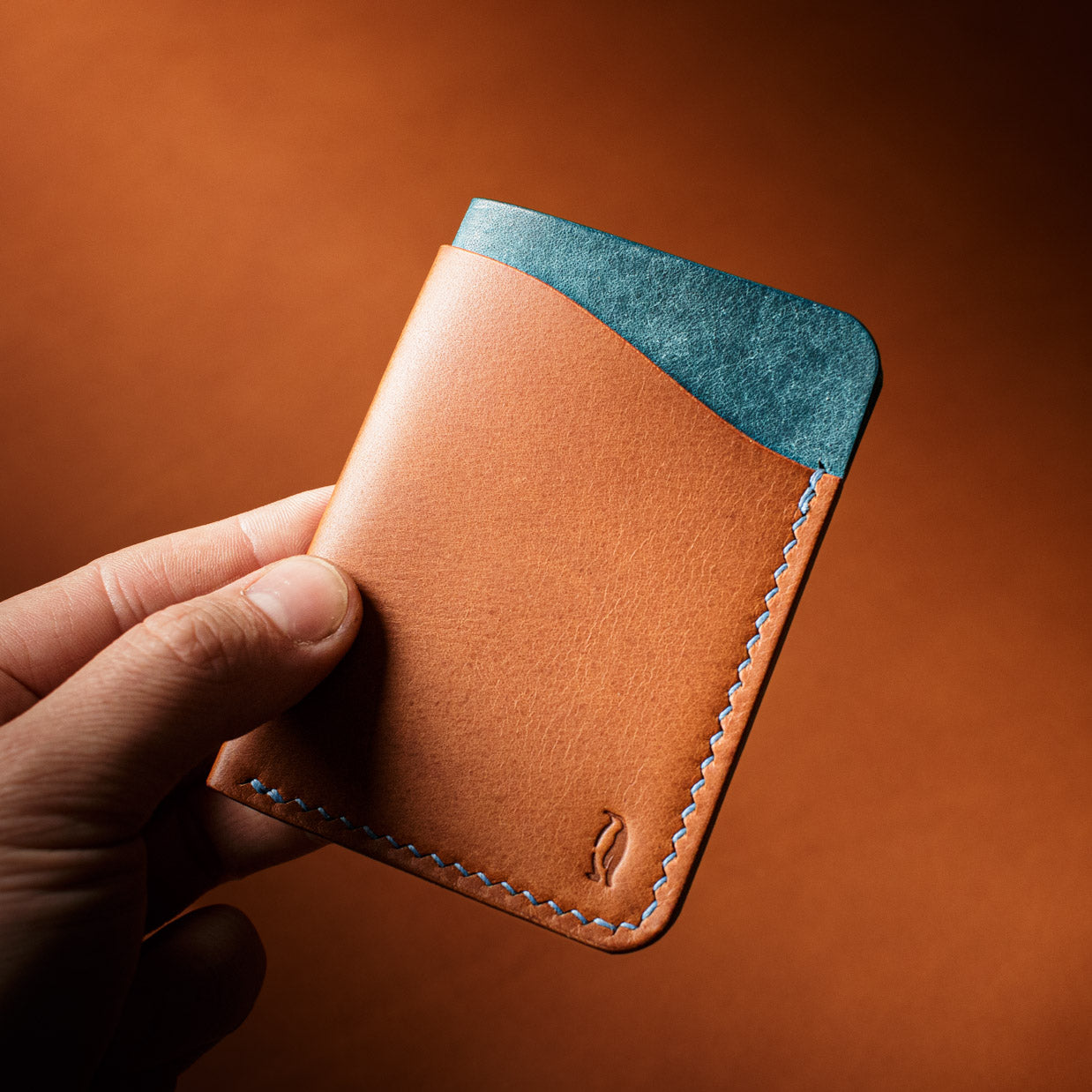 Porte-cartes Iceberg - Cognac & Pueblo Turquoise