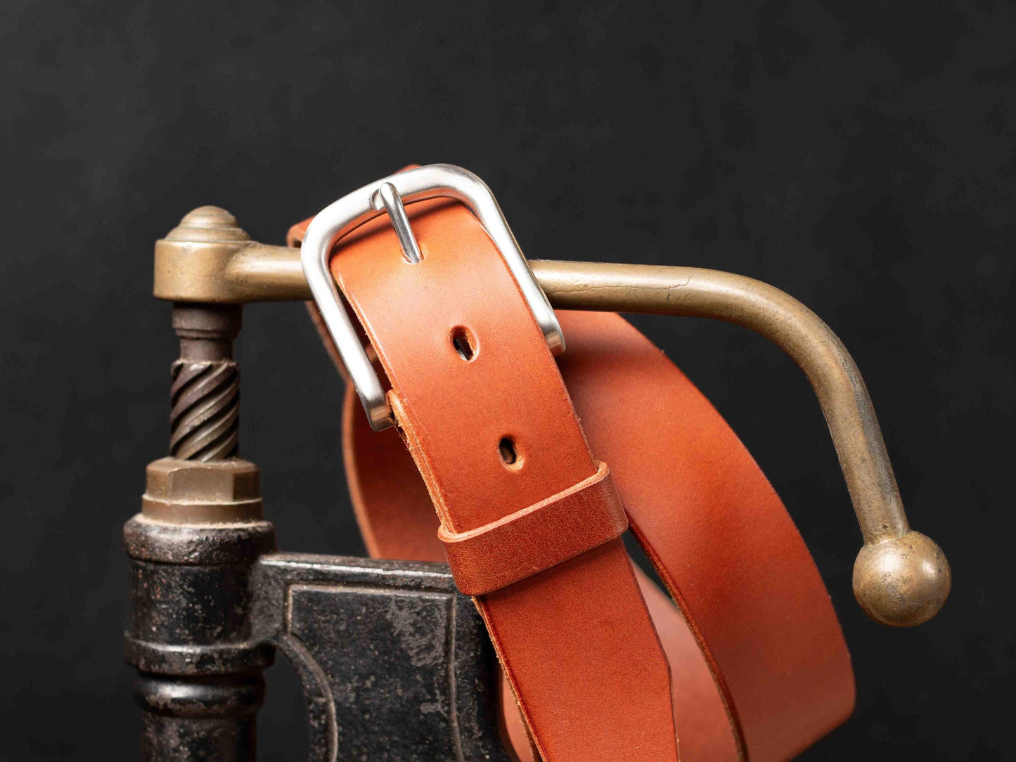 Ceinture en cuir de taureau Français, boucle en acier inoxydable - Marron fauve