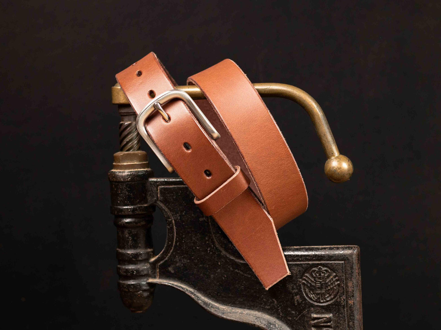 Ceinture en cuir de taureau Français, boucle en acier inoxydable - Marron