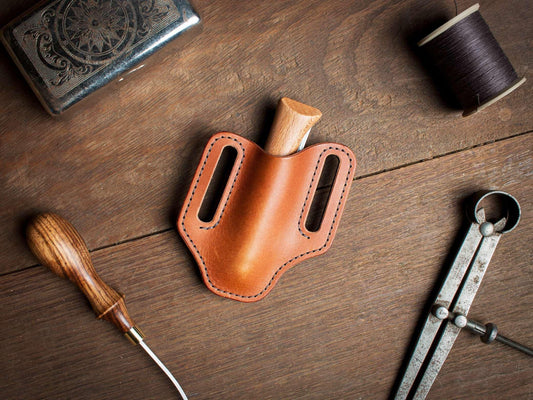 Fourreau en cuir pour couteau type opinel