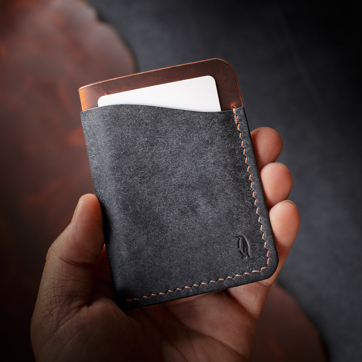 Porte-cartes Iceberg - Wax Cognac & Pueblo Marine