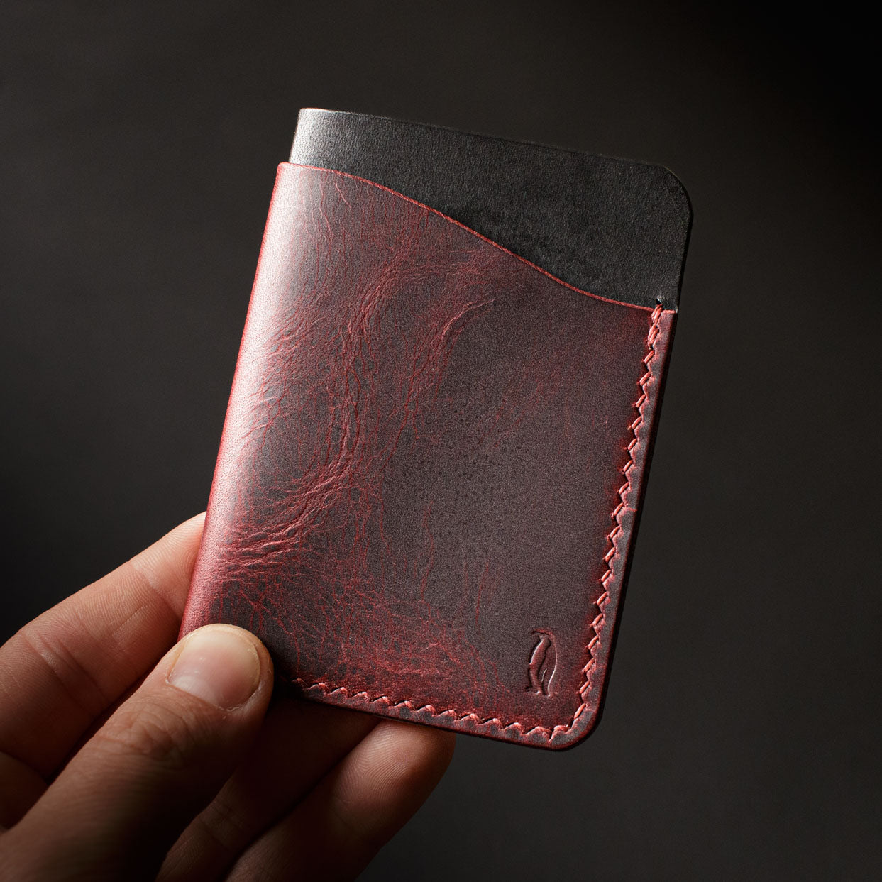 Porte-cartes Iceberg - Wax Bordeaux & Noir
