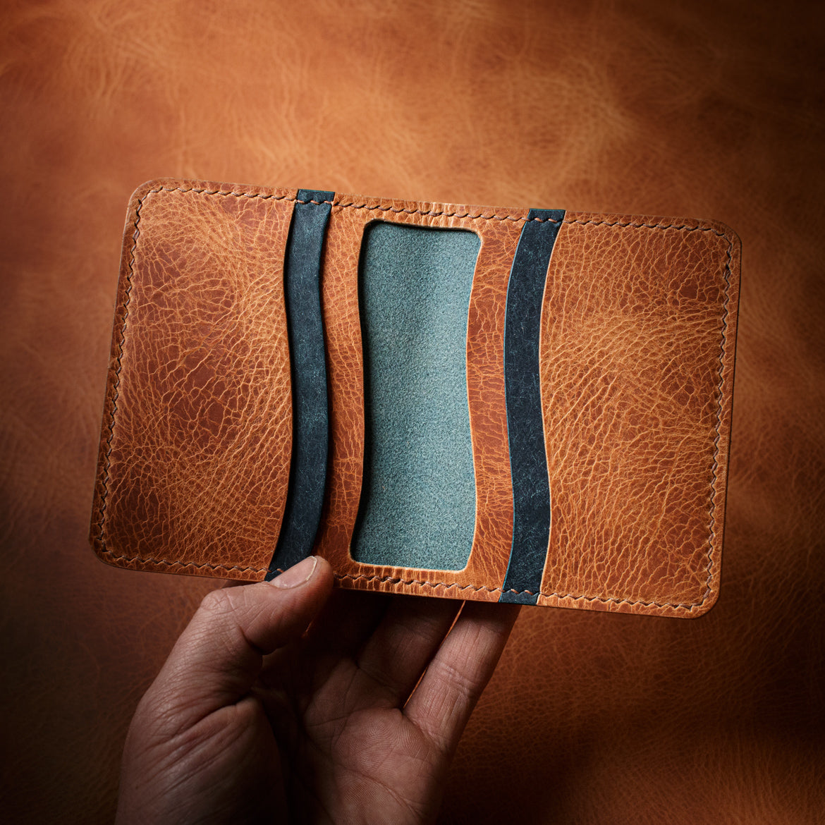 Portefeuille Royal - Wax Sable & Pueblo Bleu Roi