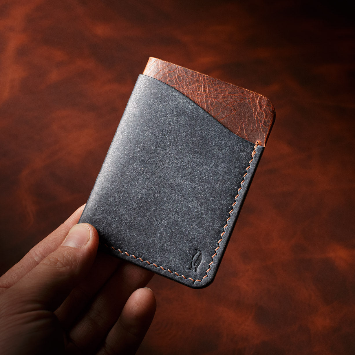 Porte-cartes Iceberg - Wax Cognac & Pueblo Marine