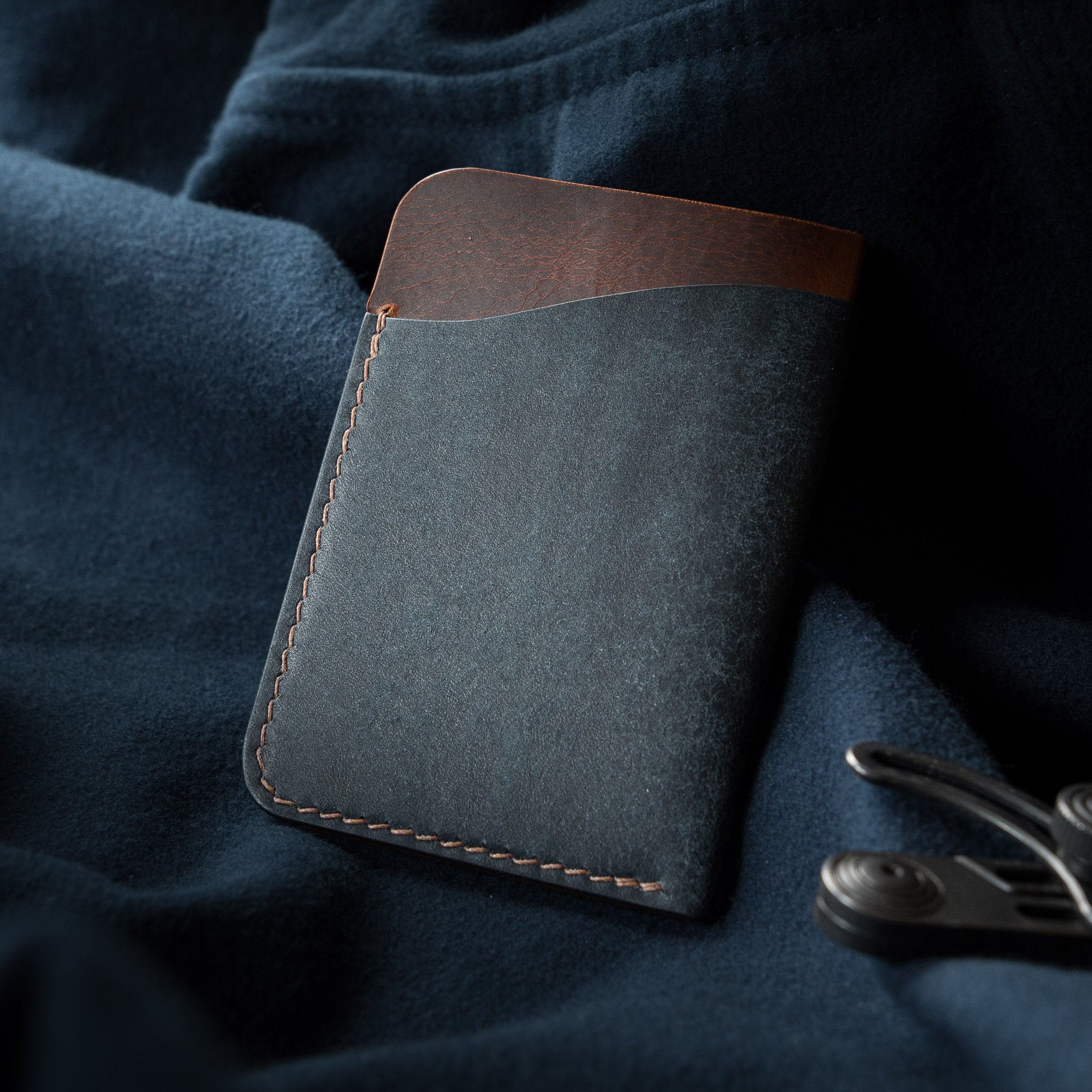 Iceberg Card Holder - Cognac Wax & Pueblo Marine