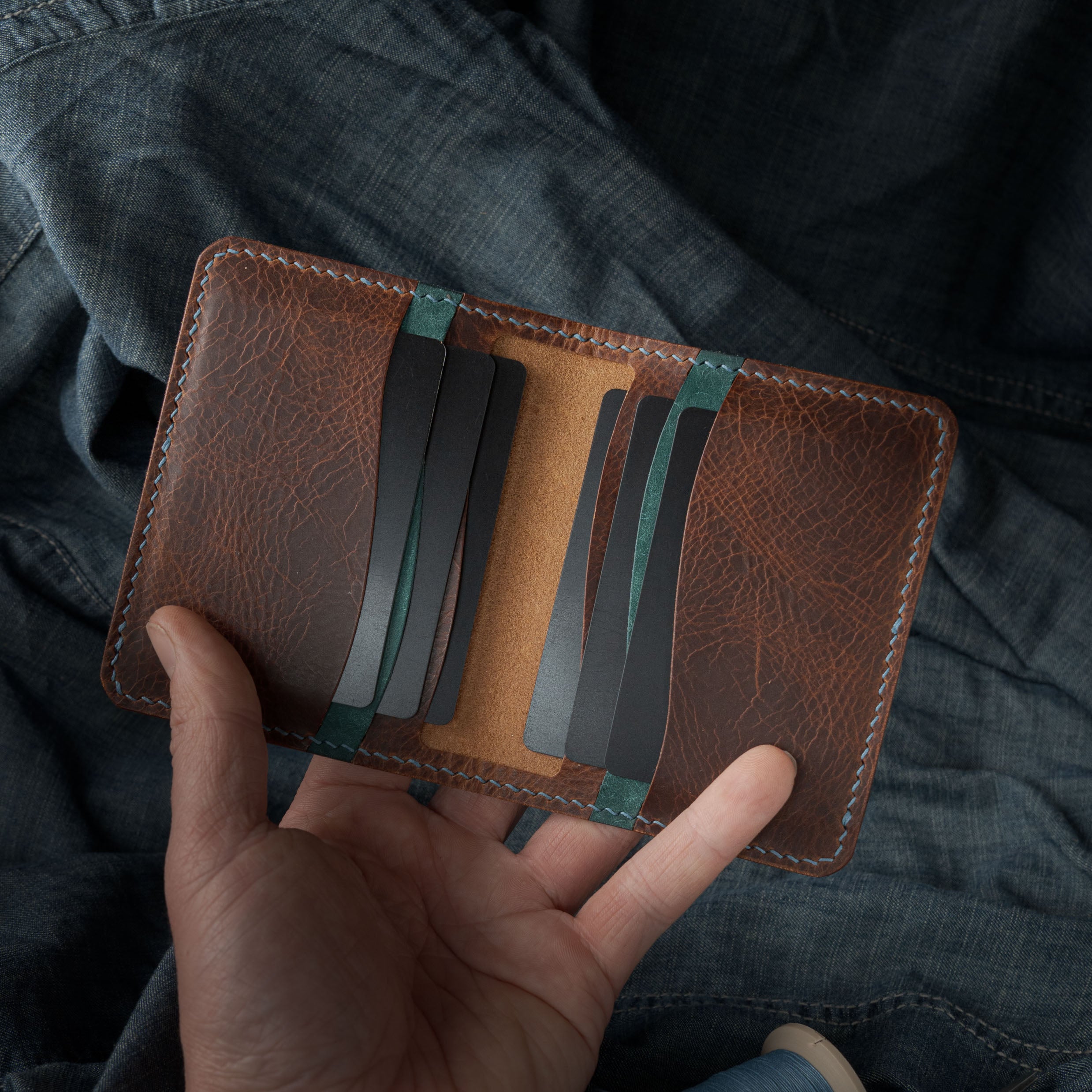 Portefeuille Royal - Turquoise & Cognac