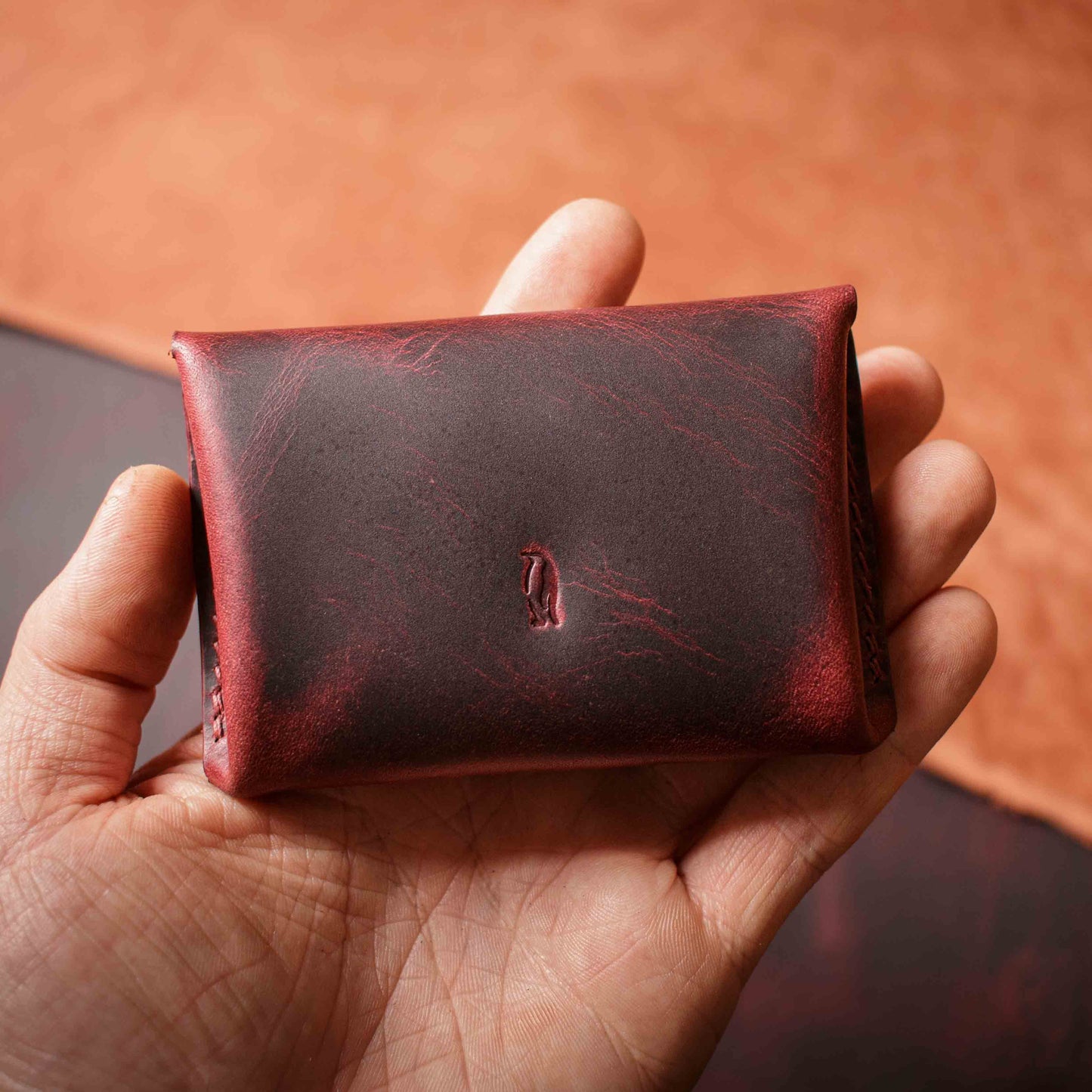Porte-monnaie Pulka - Wax Bordeaux & Sienne