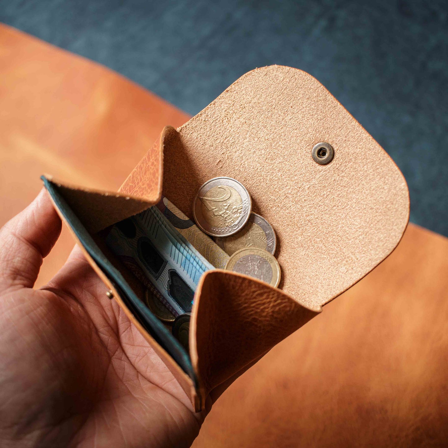 Porte-monnaie Pulka - Wax Sable & Bleu Roi