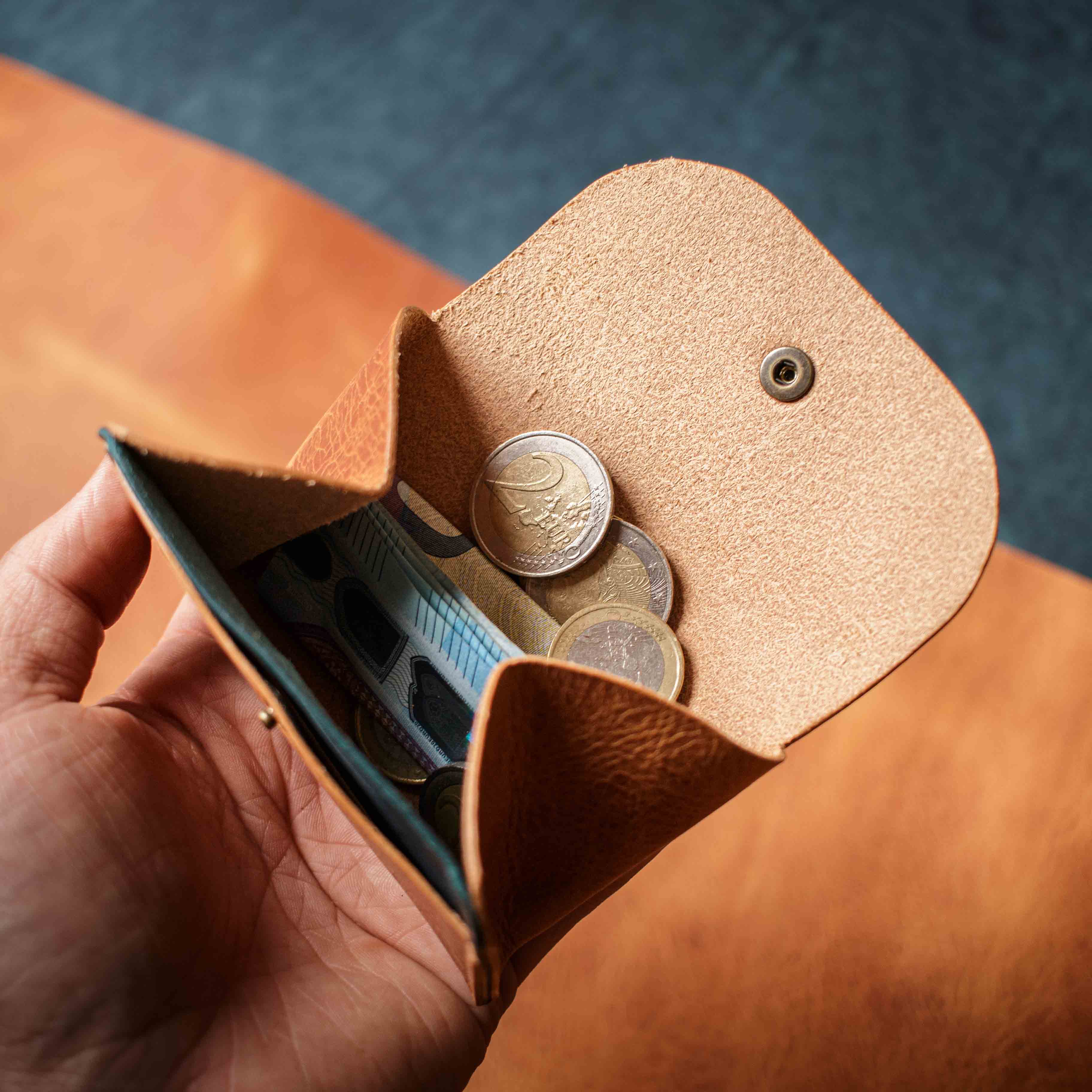 Pulka Coin Purse - Sand Wax & Royal Blue Pueblo