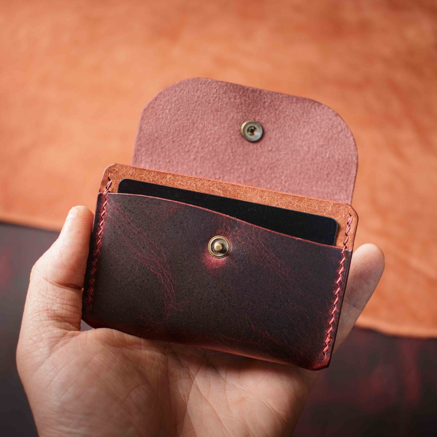 Porte-monnaie Pulka - Wax Bordeaux & Sienne
