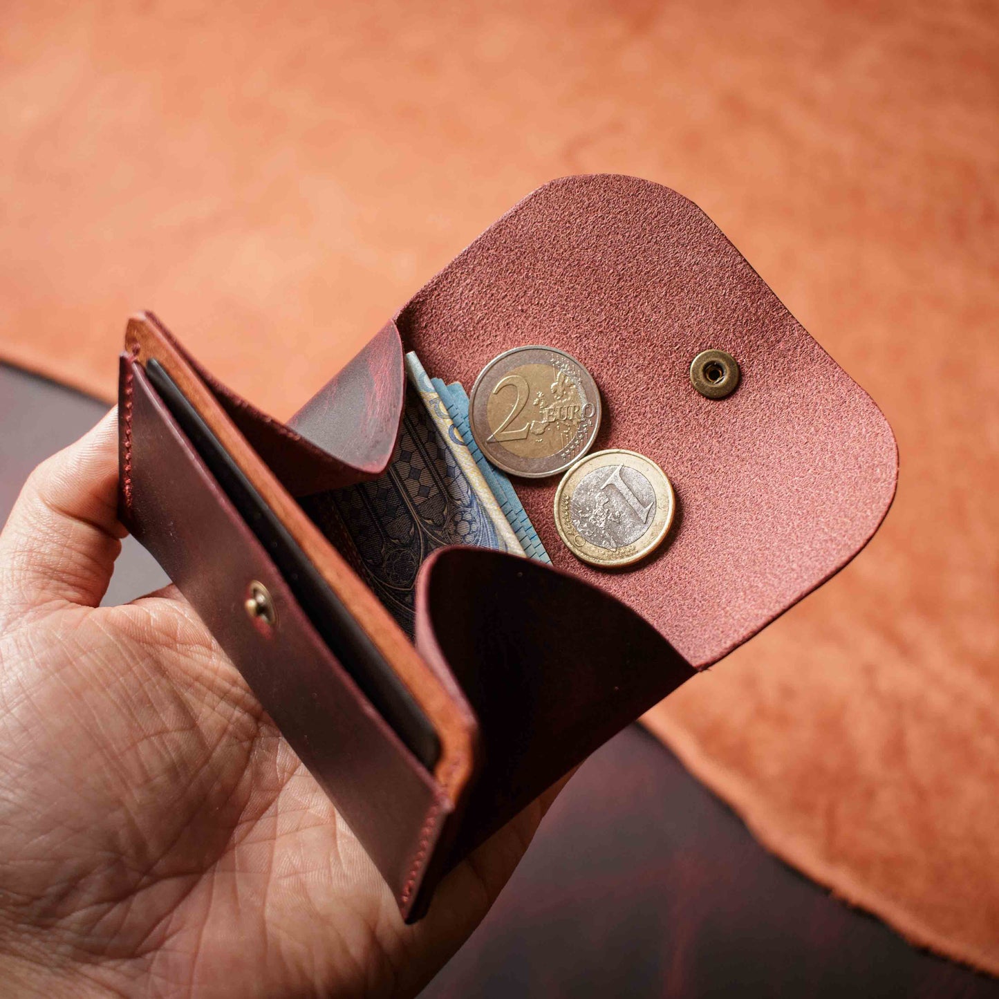 Porte-monnaie Pulka - Wax Bordeaux & Sienne