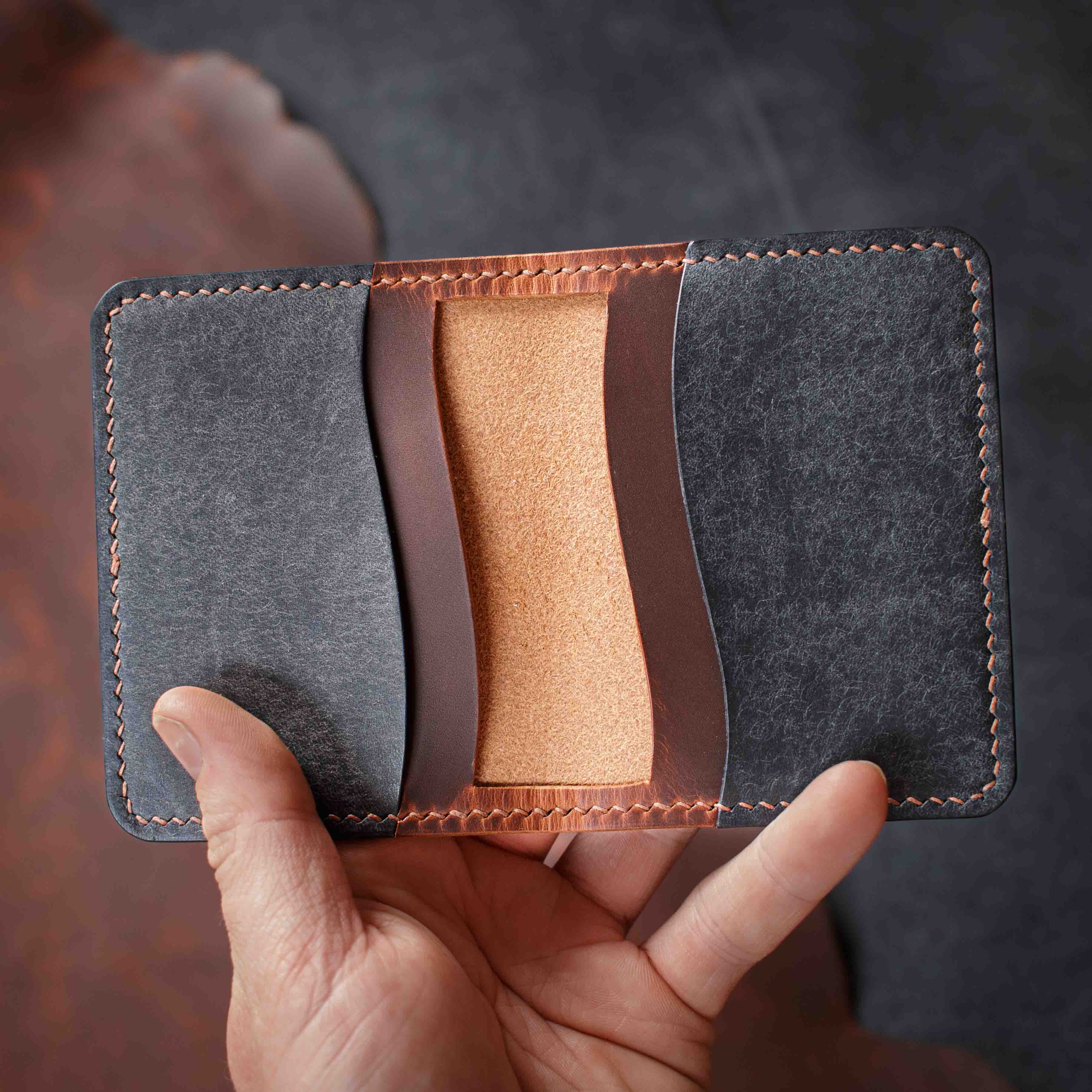 Portefeuille Banquise - Wax Cognac & Pueblo Marine