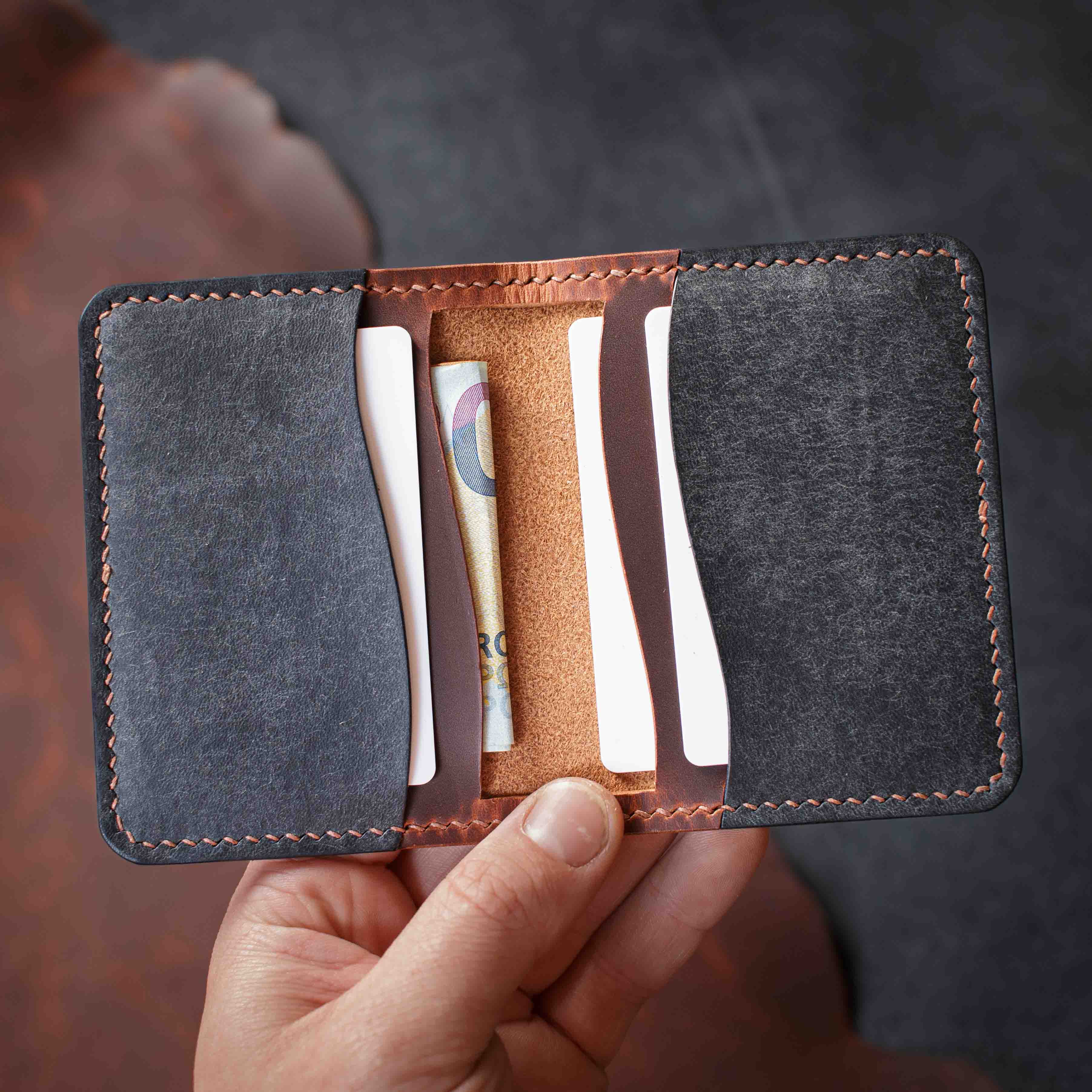 Portefeuille Banquise - Wax Cognac & Pueblo Marine